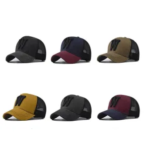 Fashion Women Men Mesh Baseball Cap Male Lady Breathable W Embroidery Snapback Hats Unisex Trucker Hats Cap For Women Men