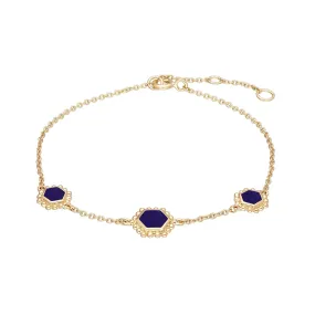 Flat Slice Hex Lapislazuli Armband in Vergoldetem 925 Sterling Silber