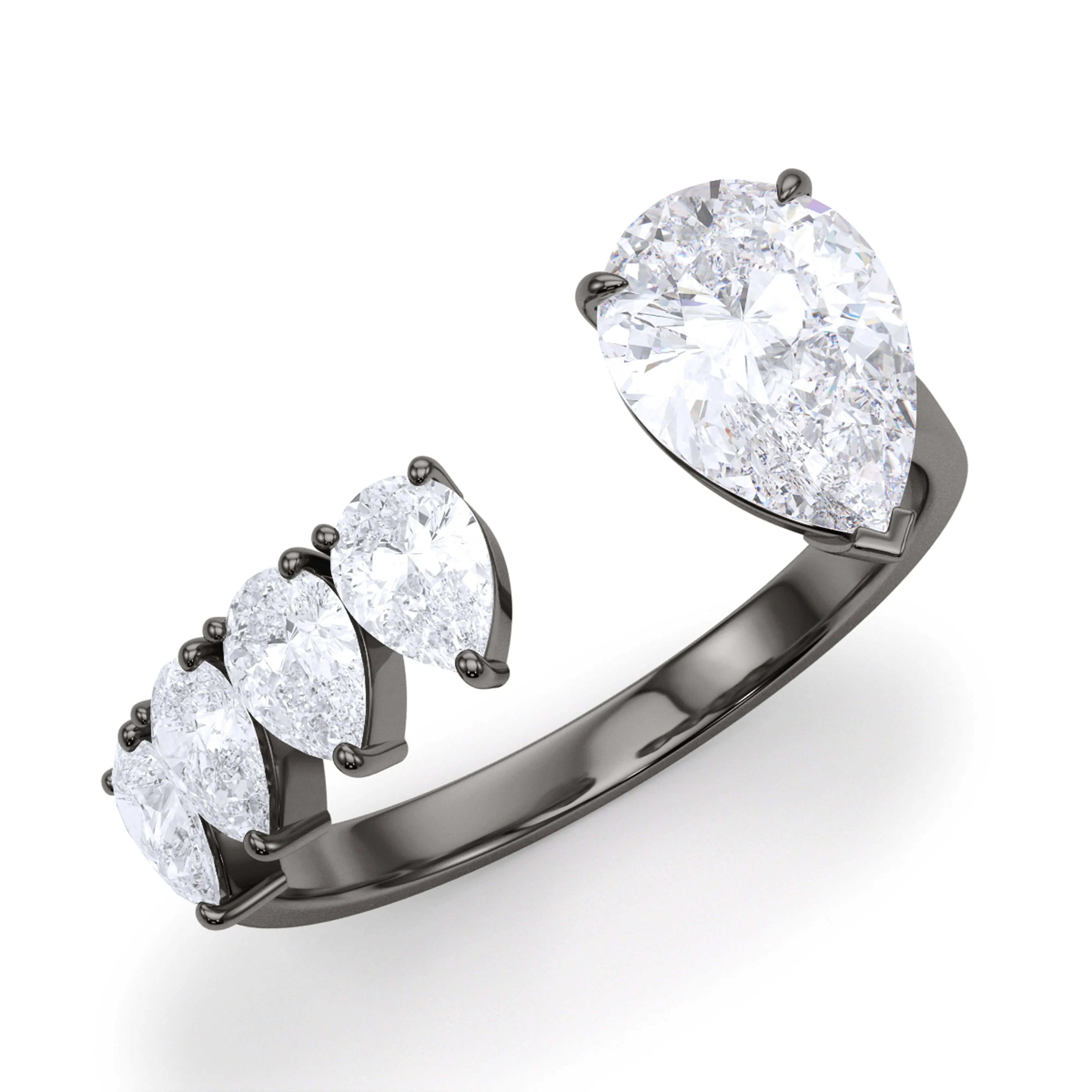 Floating Pear Cut Diamond Ring