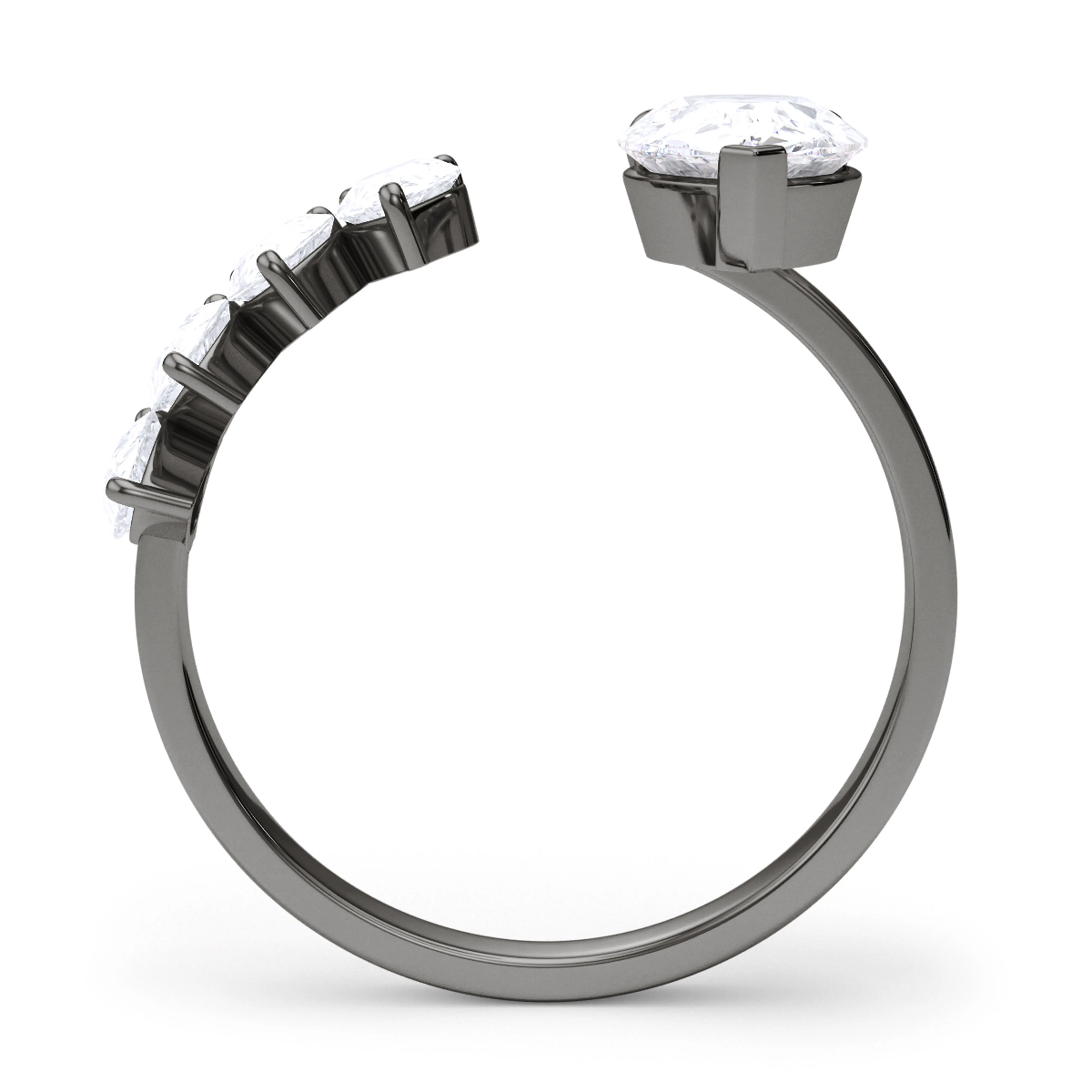 Floating Pear Cut Diamond Ring