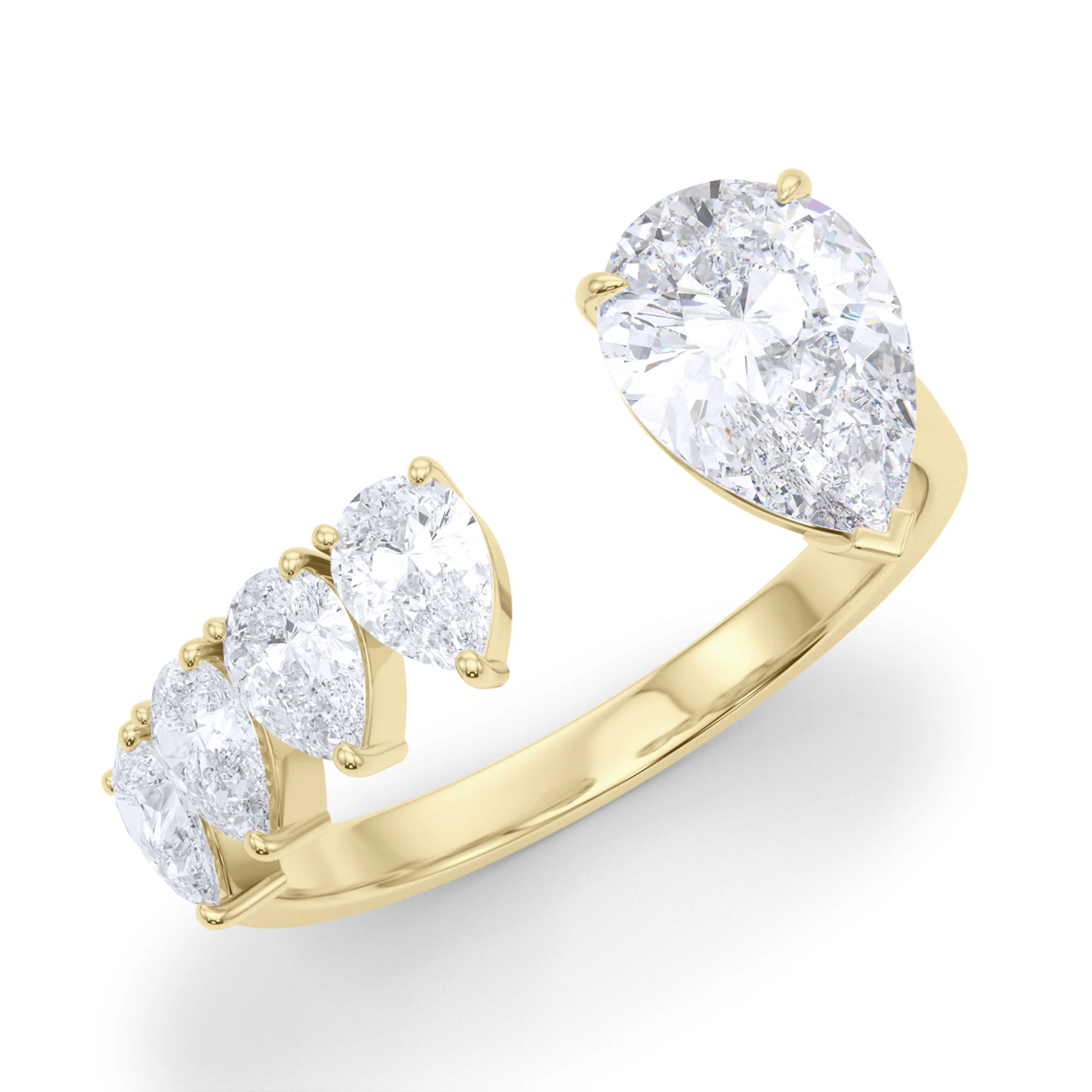 Floating Pear Cut Diamond Ring