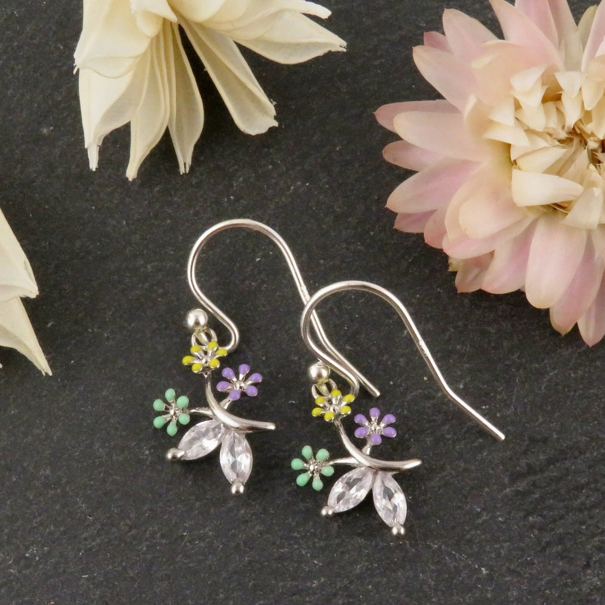 Flower Bouquet Necklace - Silver