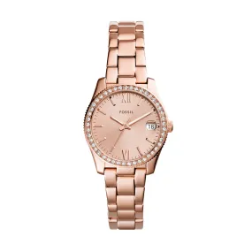 Fossil Scarlette Mini Three-Hand Date Rose Gold-Tone Stainless Steel Watch ES4318