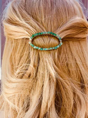 Gemstone Barrette Chrysoprase Hair Clip, Luxury Barrette, Gemstone Hair Jewelry