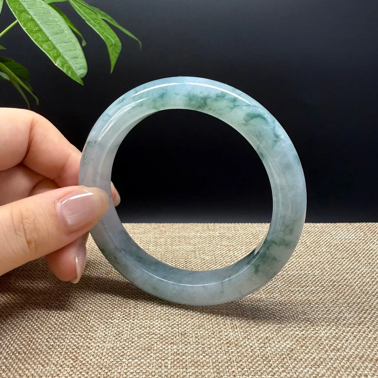Genuine Burmese Icy Blue Jade Jadeite Bangle Bracelet ( 59.4mm )