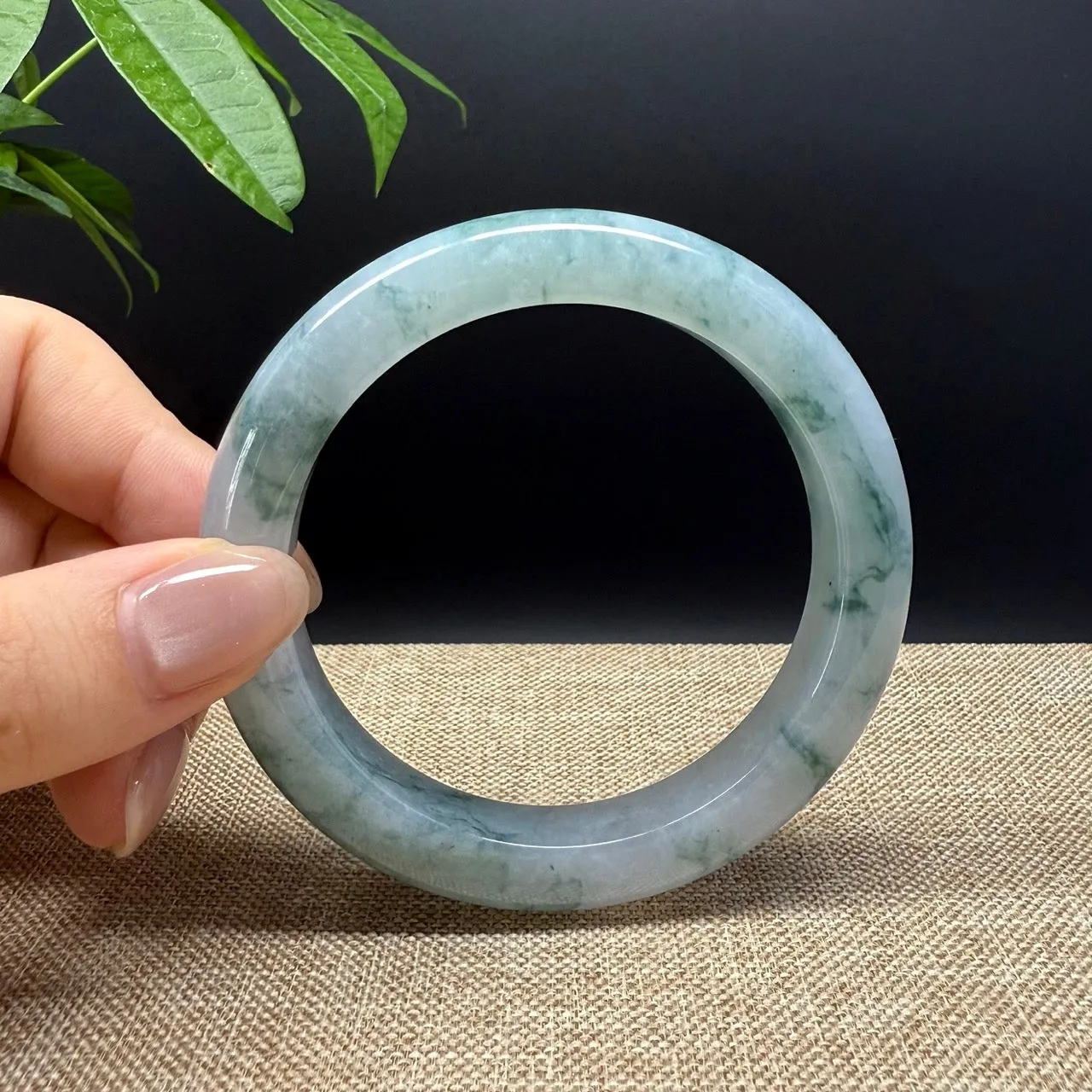 Genuine Burmese Icy Blue Jade Jadeite Bangle Bracelet ( 59.4mm )