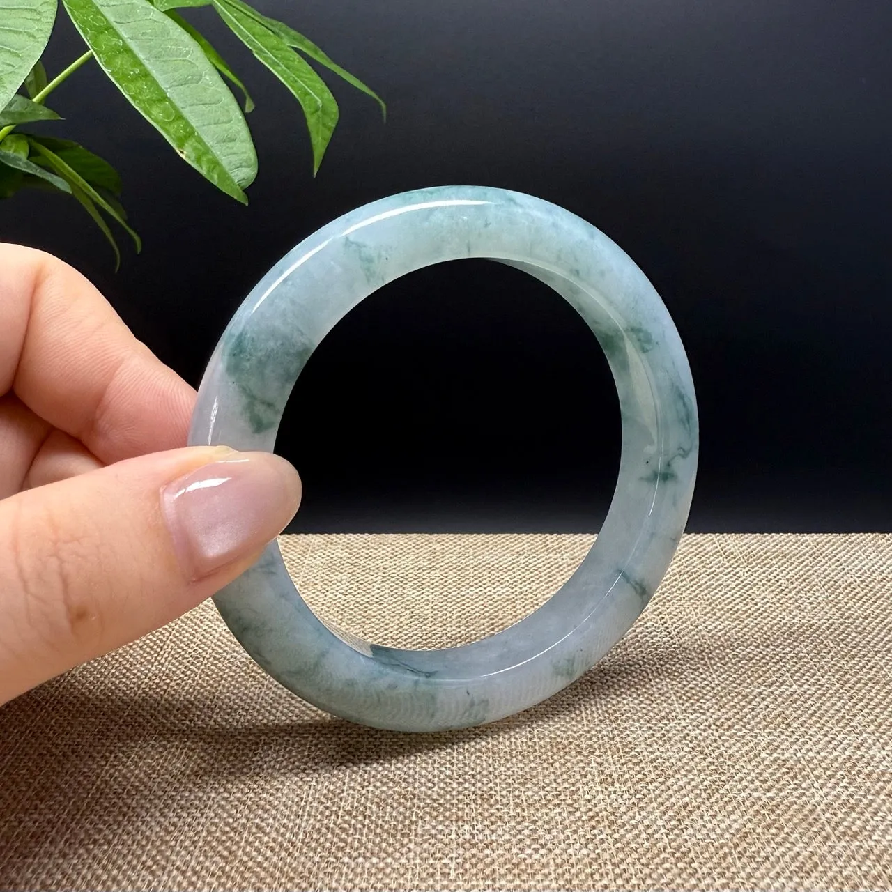 Genuine Burmese Icy Blue Jade Jadeite Bangle Bracelet ( 59.4mm )