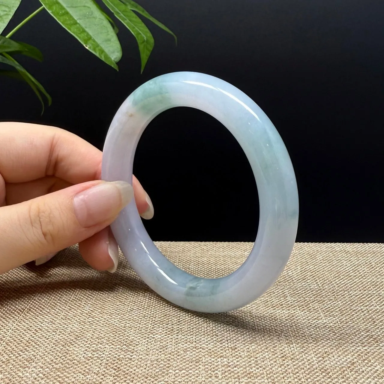 Genuine Burmese Lavender Green Jade Jadeite Bangle Bracelet ( 56.2mm )