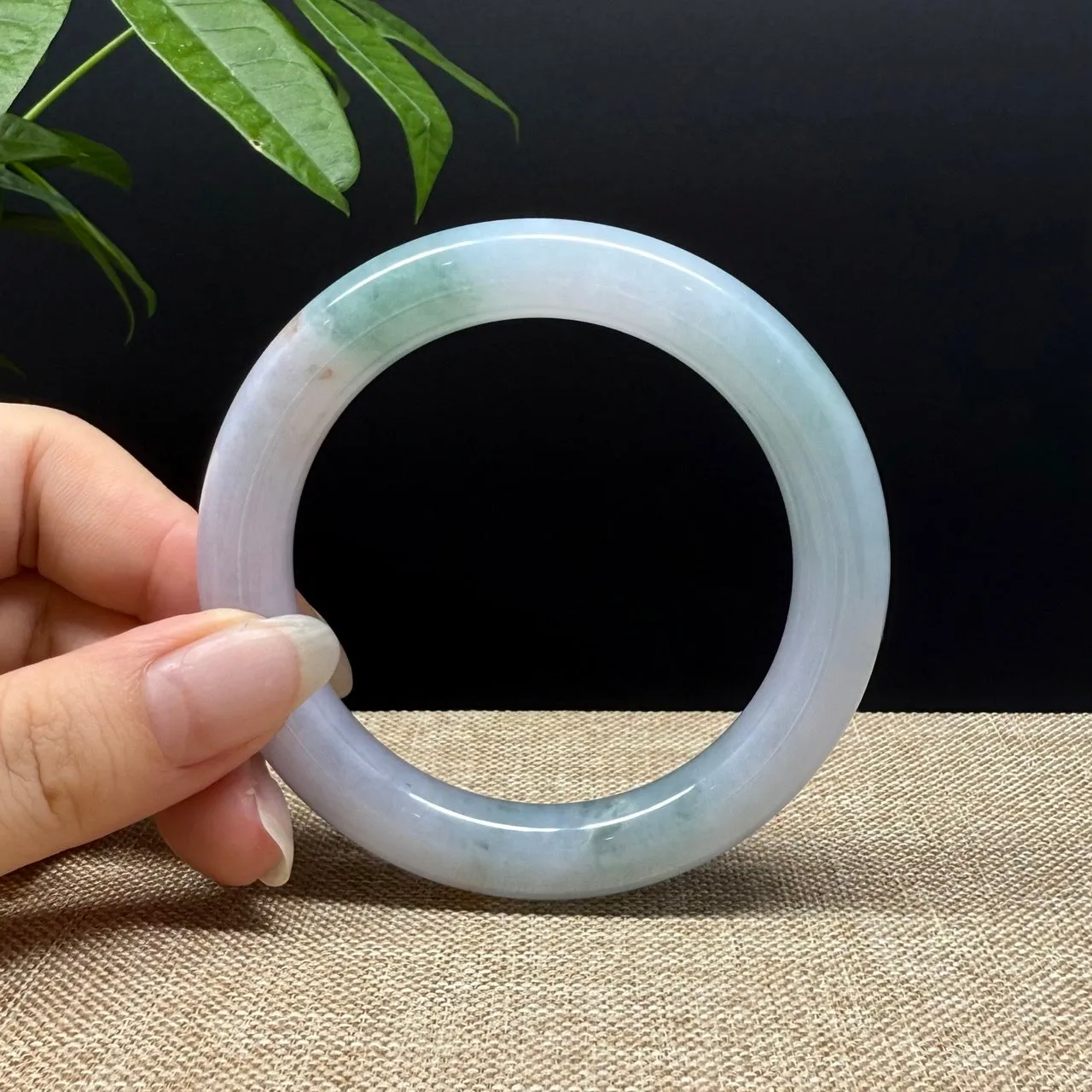 Genuine Burmese Lavender Green Jade Jadeite Bangle Bracelet ( 56.2mm )
