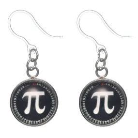 Glass Pi Dangles Hypoallergenic Earrings for Sensitive Ears Made with Plastic Posts
