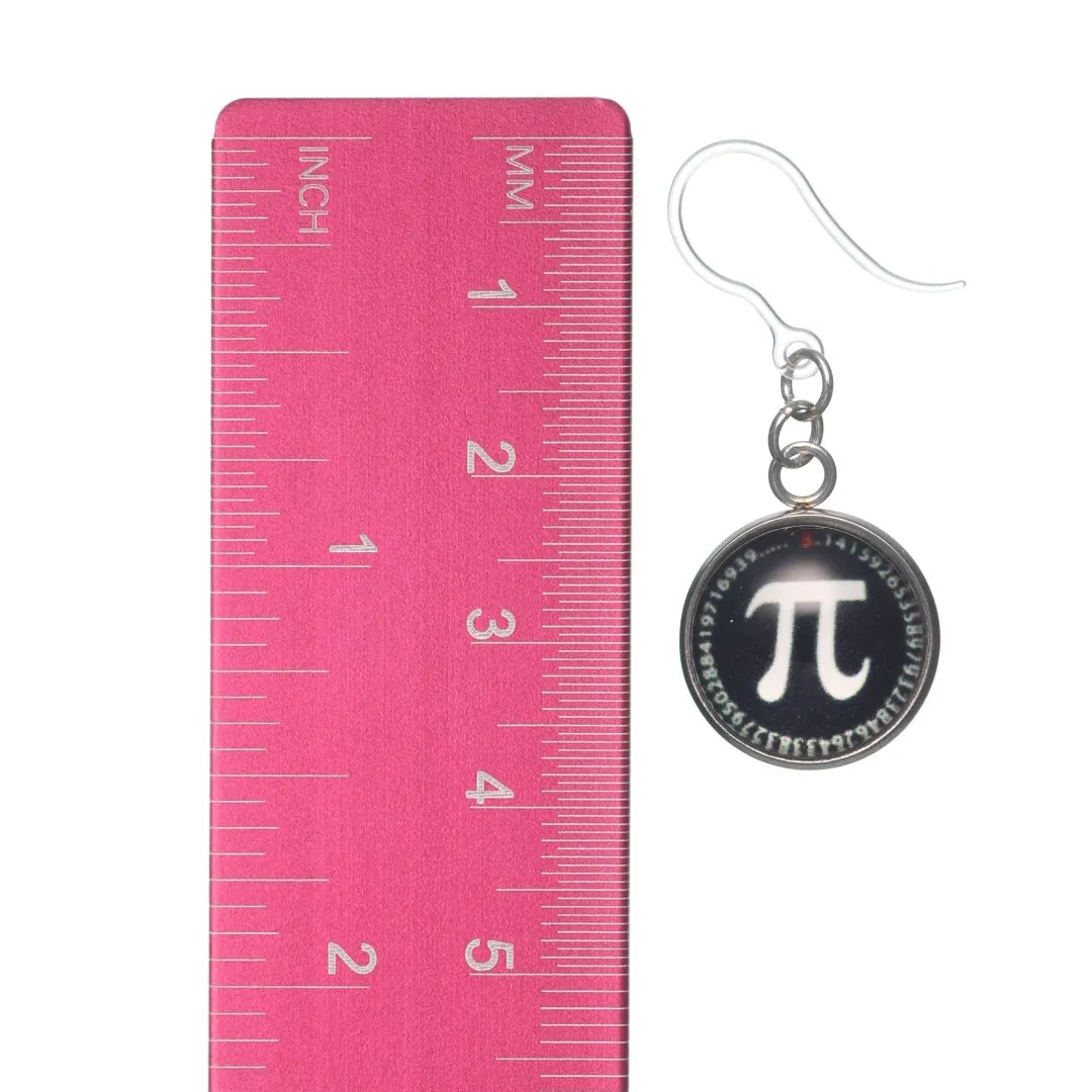 Glass Pi Dangles Hypoallergenic Earrings for Sensitive Ears Made with Plastic Posts