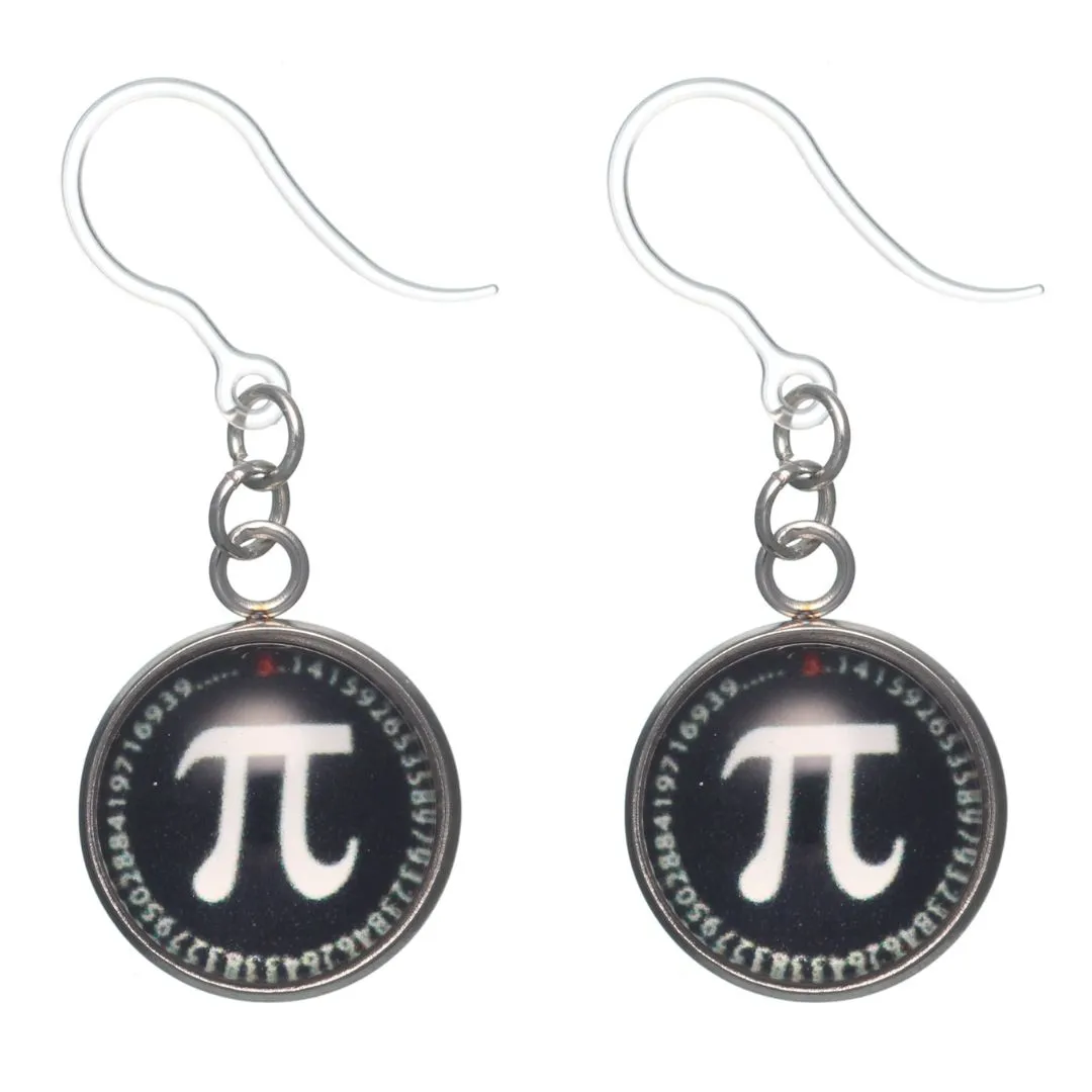 Glass Pi Dangles Hypoallergenic Earrings for Sensitive Ears Made with Plastic Posts