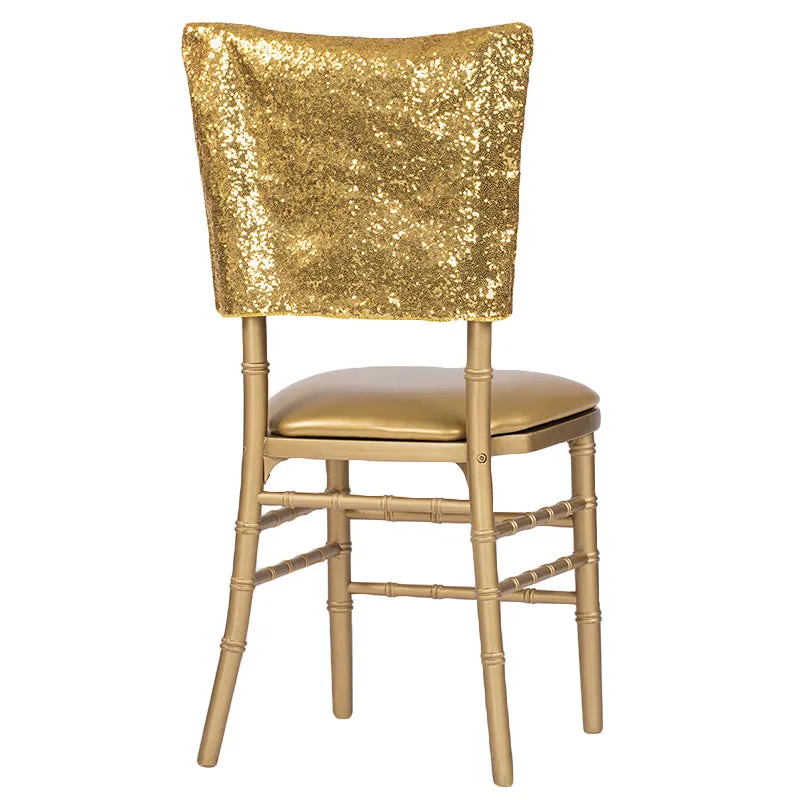 Glitz Sequin Chiavari Chair Cap 16"W x 14"L - Gold