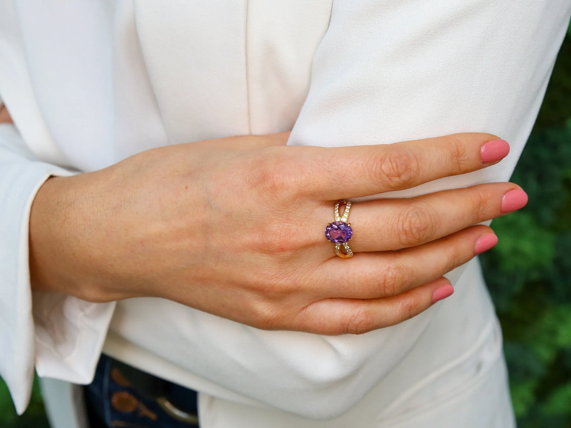 Gold Amethyst Ring - Vintage Amethyst Ring - Purple Solitaire Ring