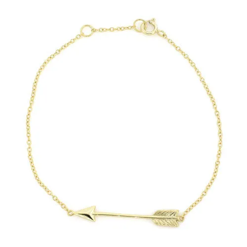 Gold-Dipped Chevron Arrow Charm Bracelet 7 inch