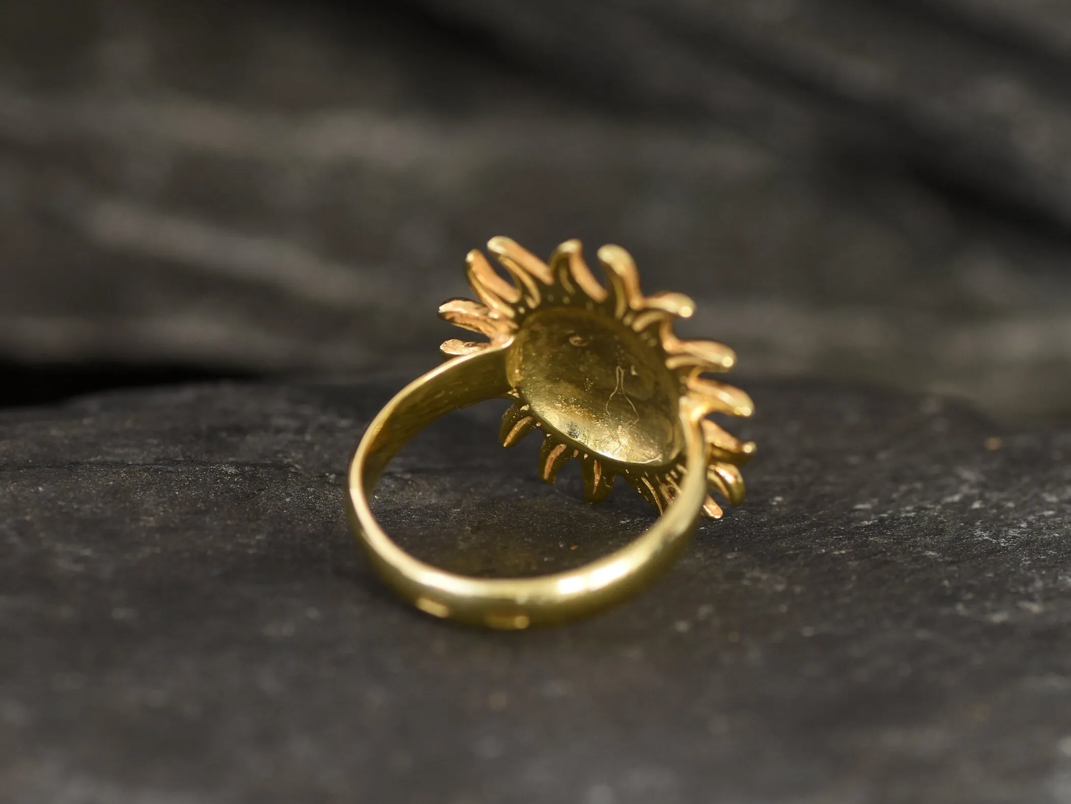 Gold Sun Ring - Sun Face Ring, Gold Boho Ring