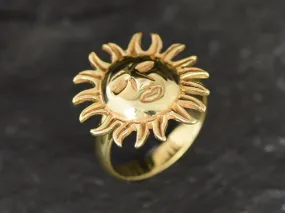 Gold Sun Ring - Sun Face Ring, Gold Boho Ring