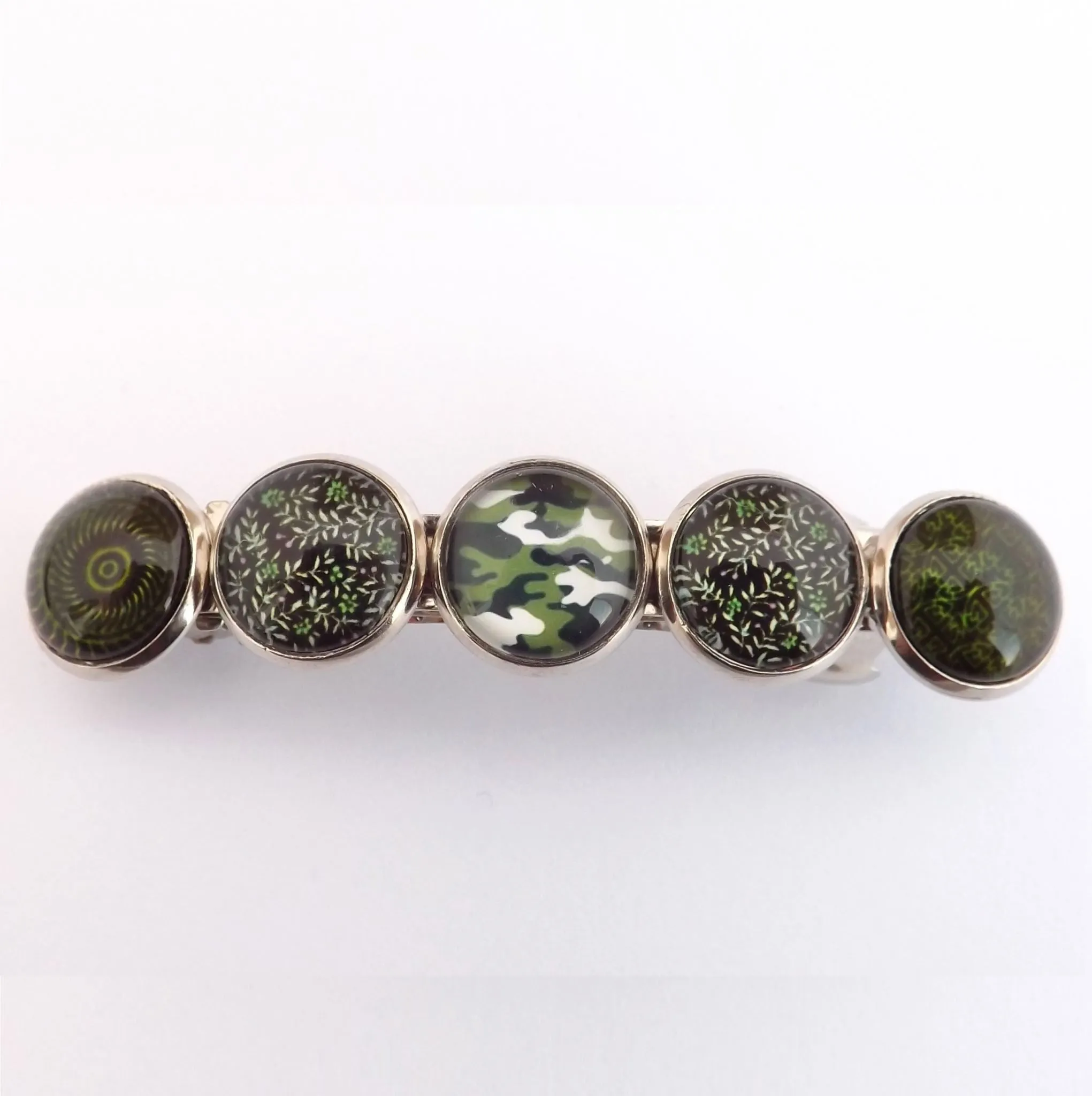 Green & Black Dome Barrette Hairclip