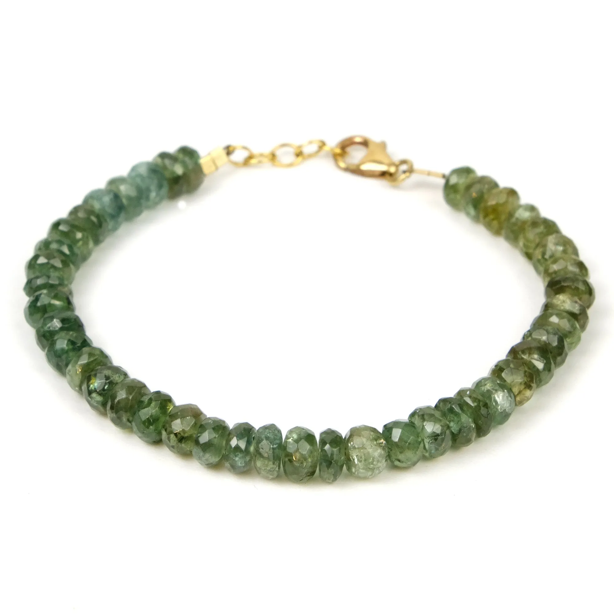 Green Apatite Bracelet with Gold Plated Trigger Clasp
