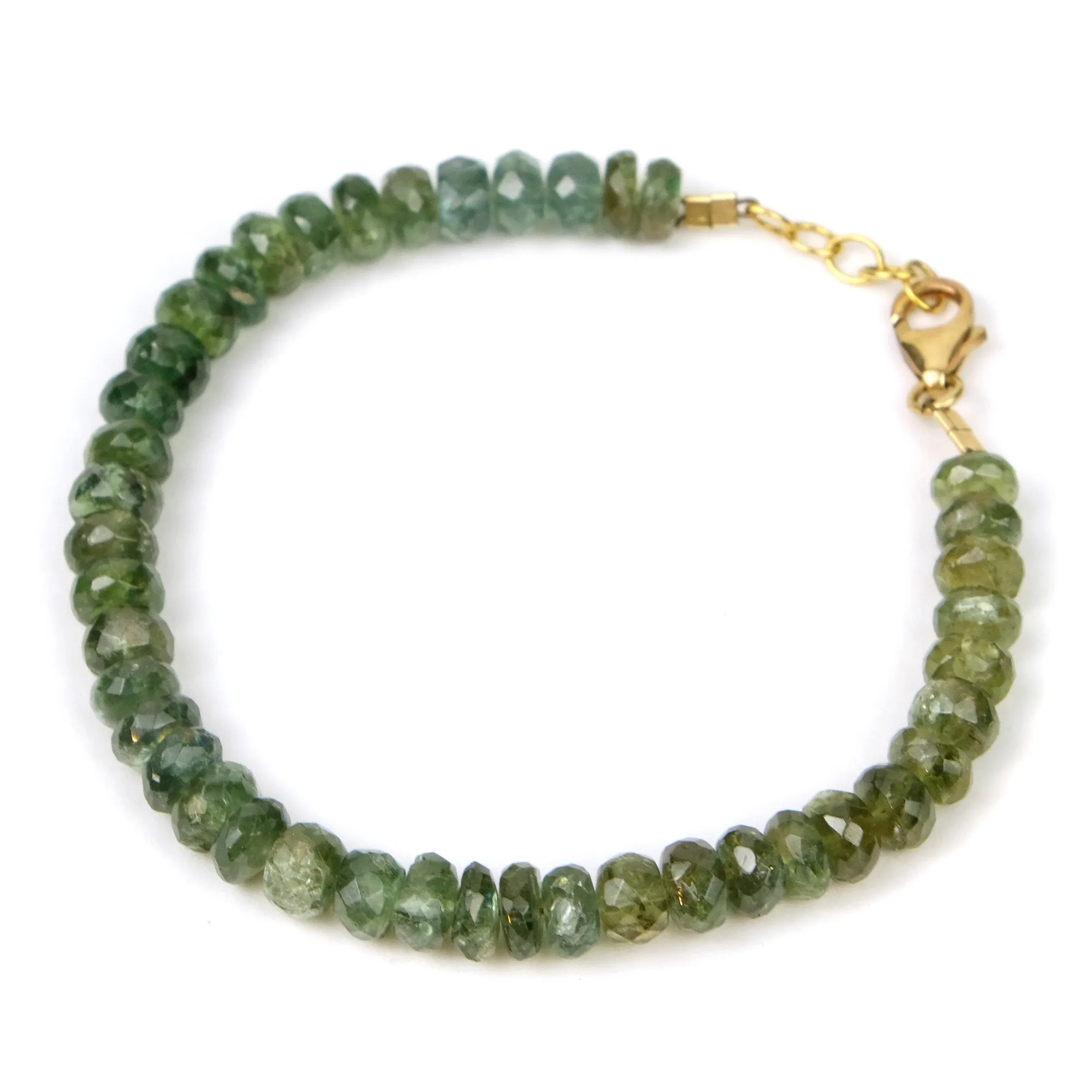 Green Apatite Bracelet with Gold Plated Trigger Clasp