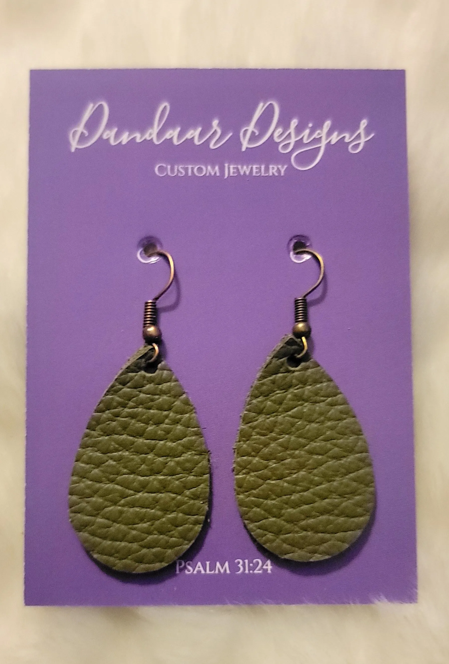 Green Leather Earrings