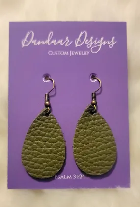 Green Leather Earrings