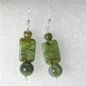 Green Line Agate Drop Earrings