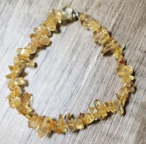 Hand Crafted, Natural Freeform Golden Quartz Bead Stretch Bracelet. One size fits most