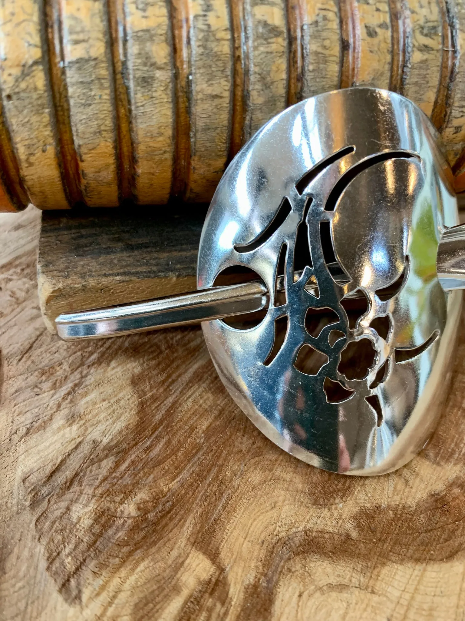 Handmade Hair Barrette Vintage Silverware
