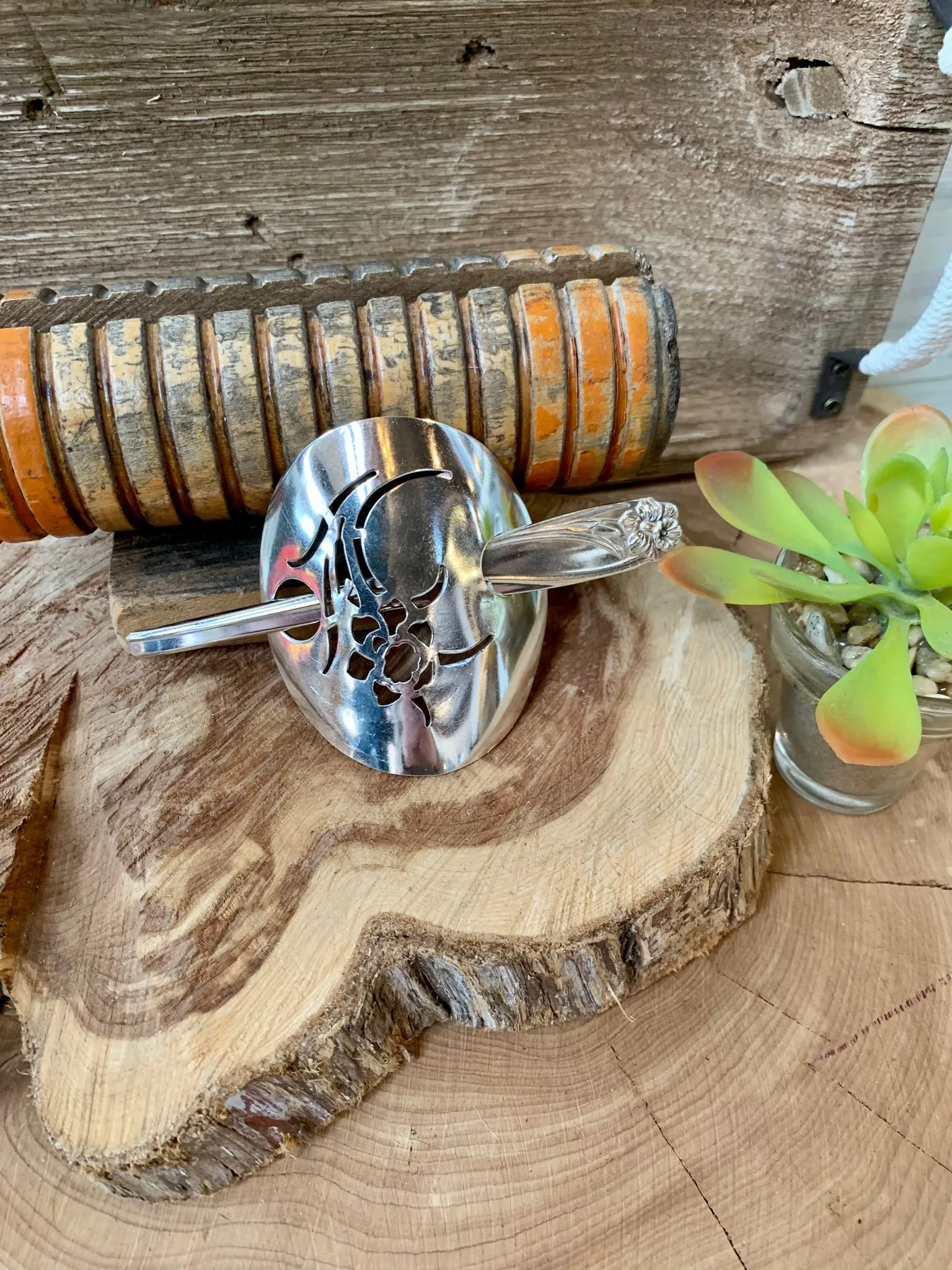 Handmade Hair Barrette Vintage Silverware