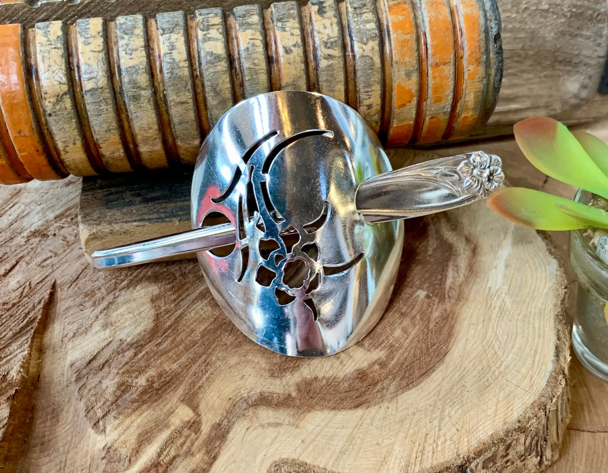 Handmade Hair Barrette Vintage Silverware