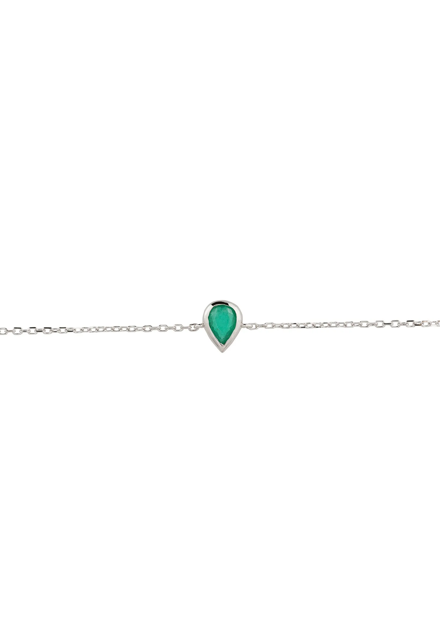 Harriett Mini Teardrop Colombian Emerald Bracelet Silver
