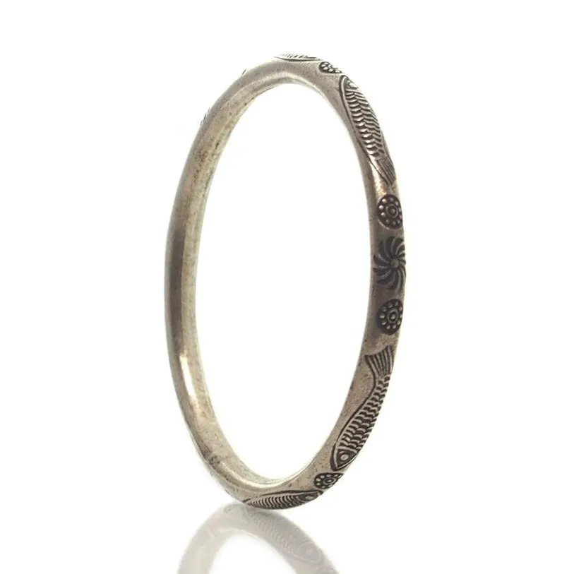 Hmong 95% Pure Silver Hand Finished Cuff Bracelet -5