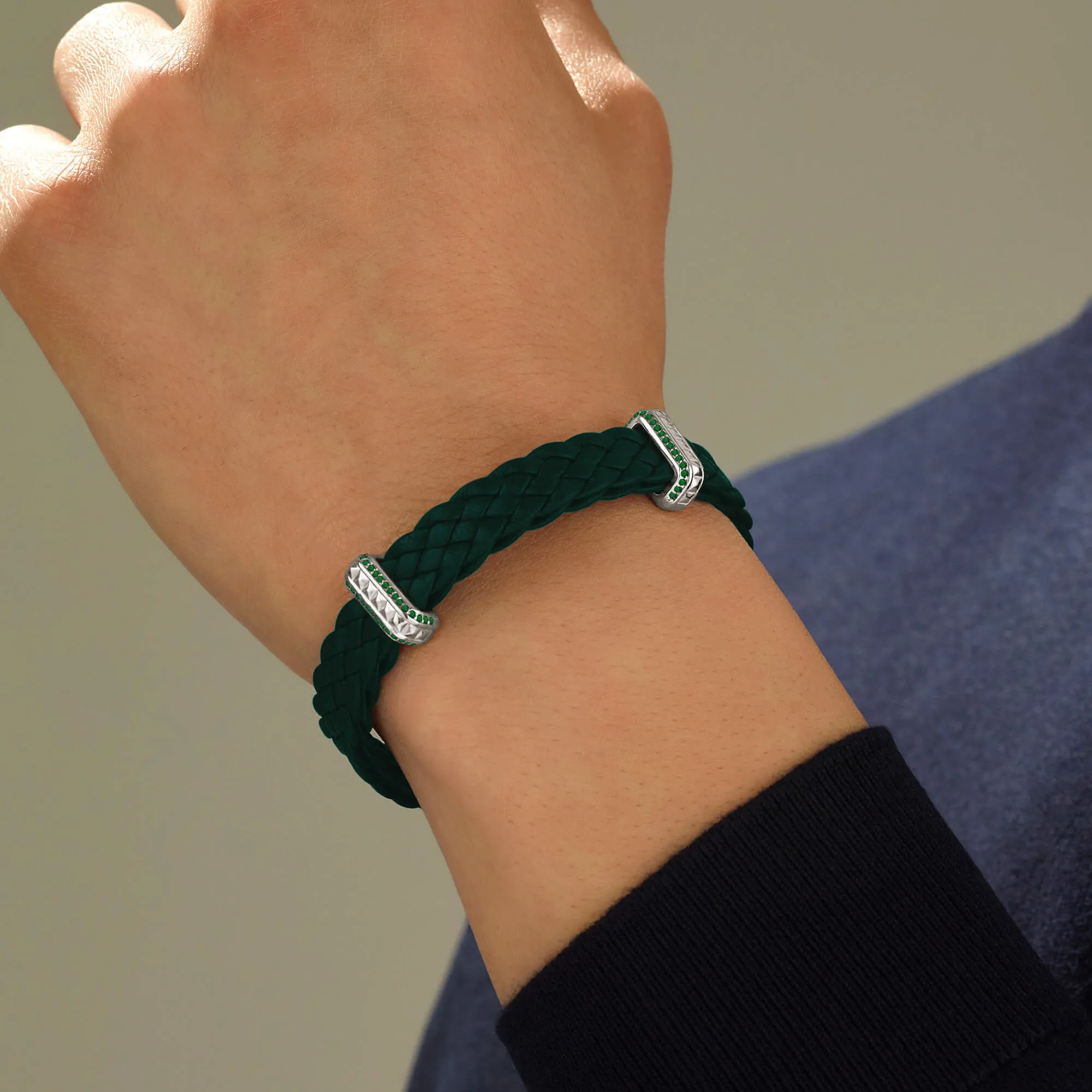 Iconic Emerald Elements Leather Bracelet