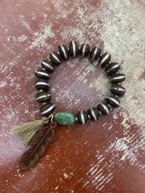 J Forks Hand Carved Wood Stacker Bracelet