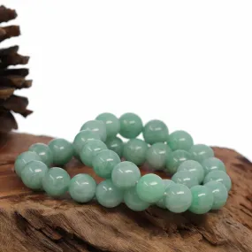 Jadeite Jade 13mm Round Green Beads Bracelet ( 13 mm ) For Men