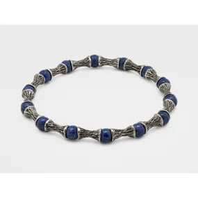 Lapis Lazuli Beads, Oxidized Sterling Silver Bracelet