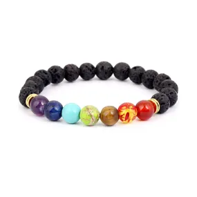 Lava Stone Beaded Colorful Stone Bracelet (Circumference 18.5cm) 火山石串珠七彩石手鍊 (鍊長 18.5cm) KJBR16232