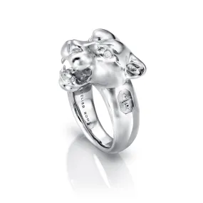 Leopard Ring Silver with Diamond Eyes