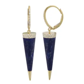 Long Cone Shape Gemstone Dangle Earrings