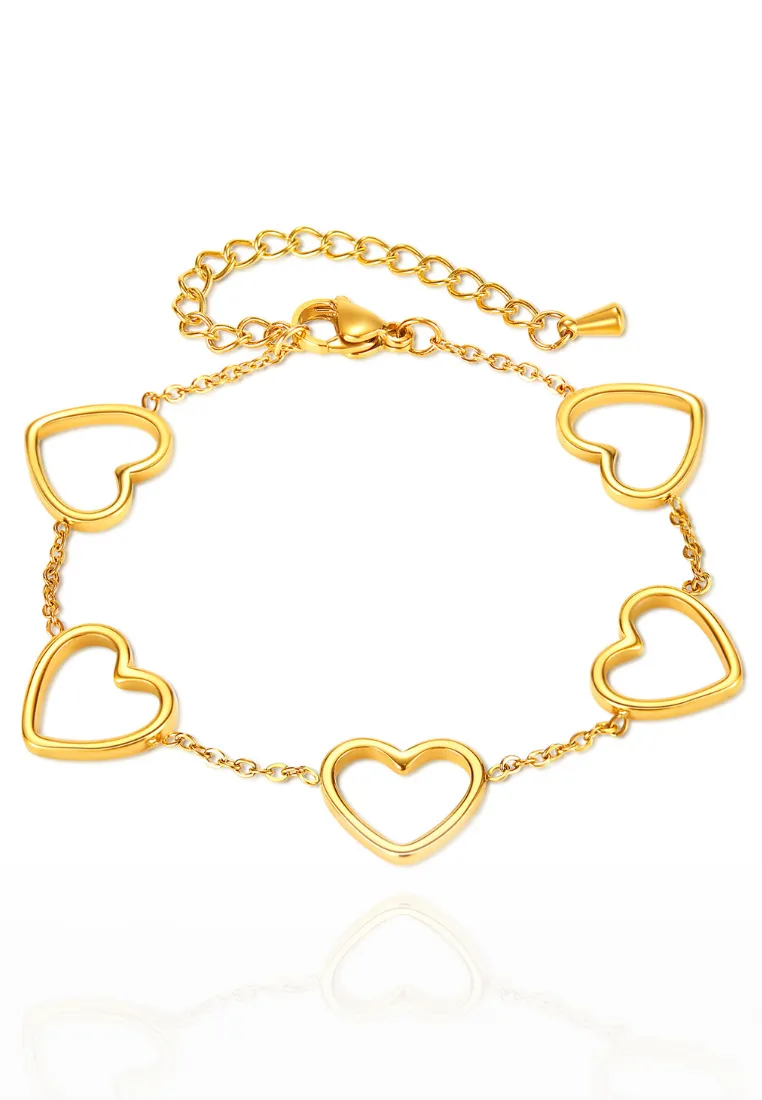 Love Maya Heart Pendant Chain Link Bracelet
