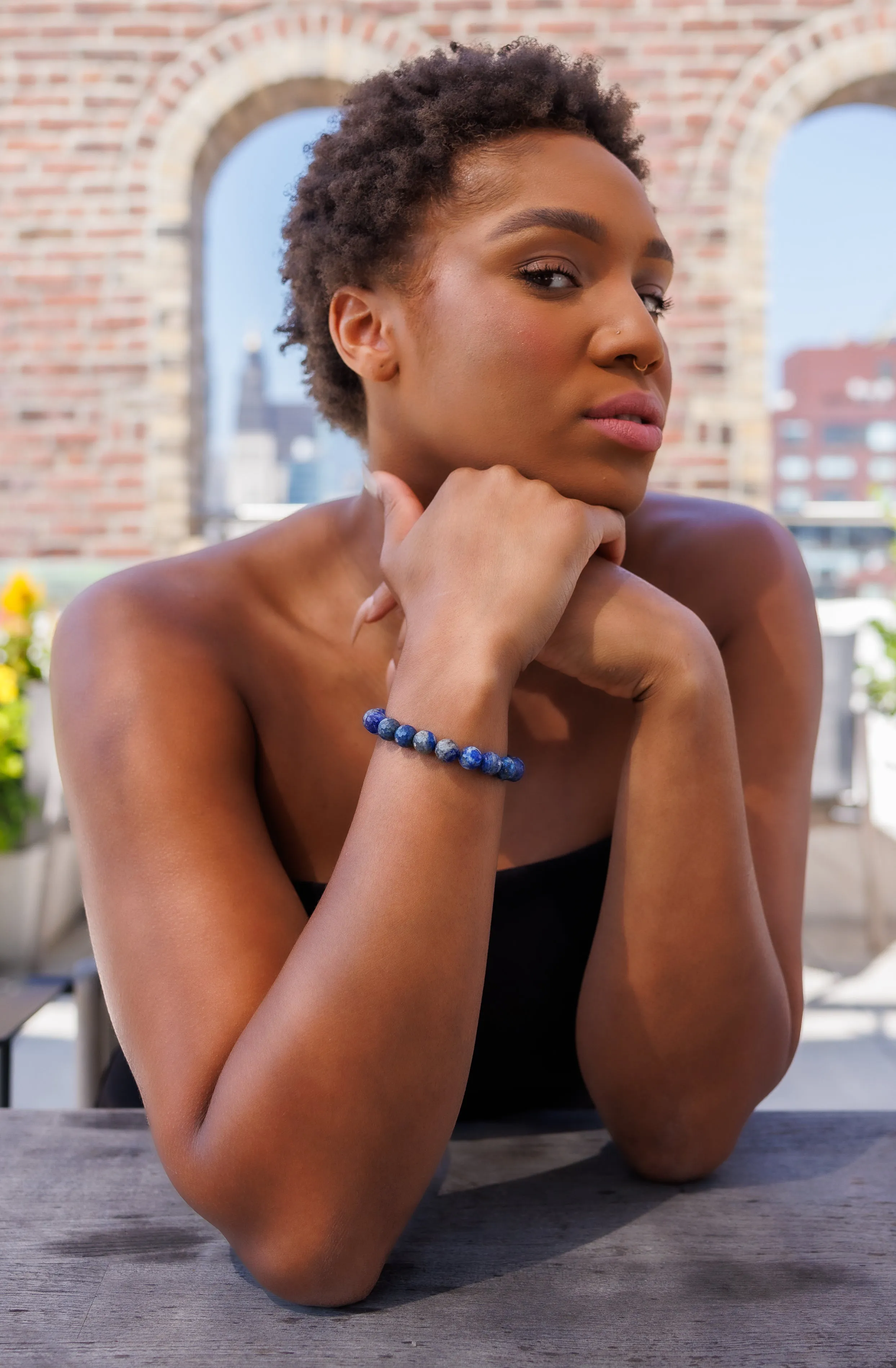 Luxury Faceted Lapis Lazuli Natural Gemstone Bracelet