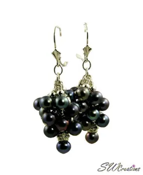 Majolica Peacock Pearl Cluster Beaded Earrings