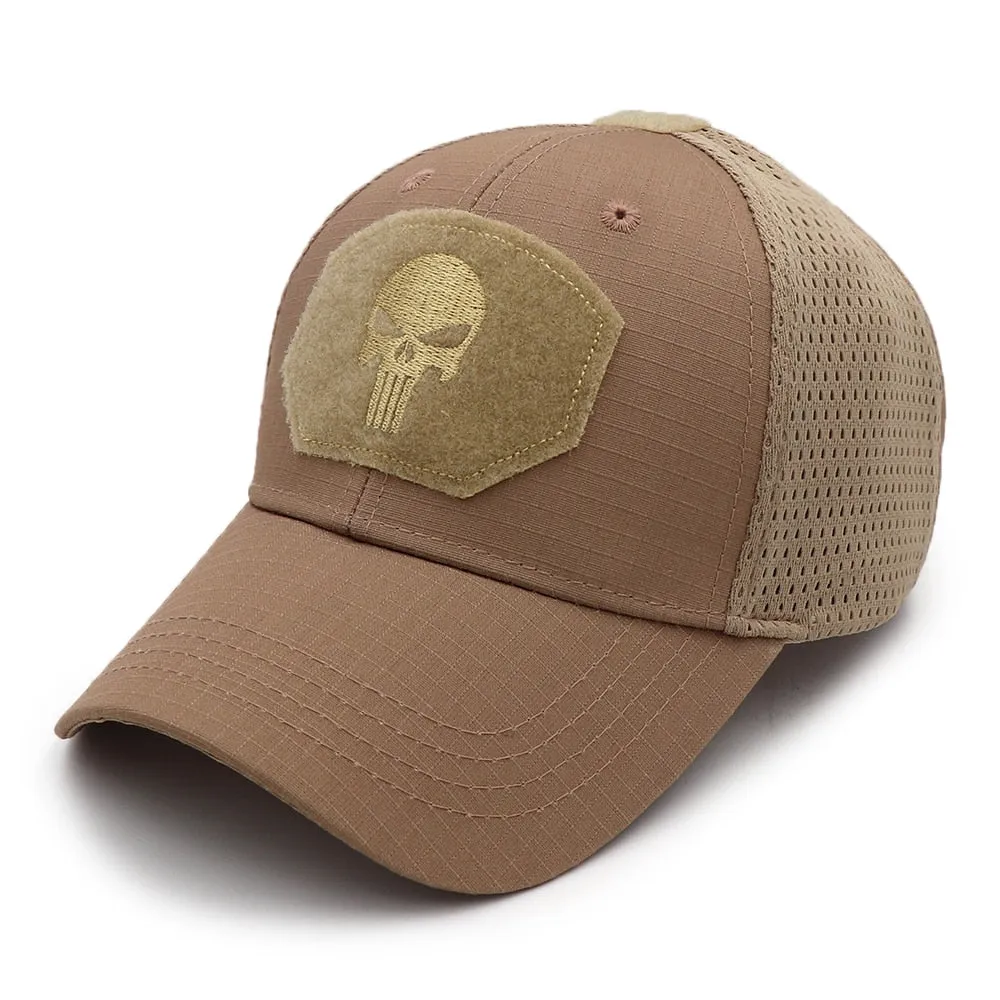 Mesh Punisher Baseball Cap Fishing Caps Men Outdoor Camouflage Jungle Hat Airsoft Tactical Hiking Casquette Hats