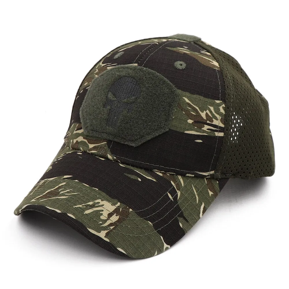 Mesh Punisher Baseball Cap Fishing Caps Men Outdoor Camouflage Jungle Hat Airsoft Tactical Hiking Casquette Hats