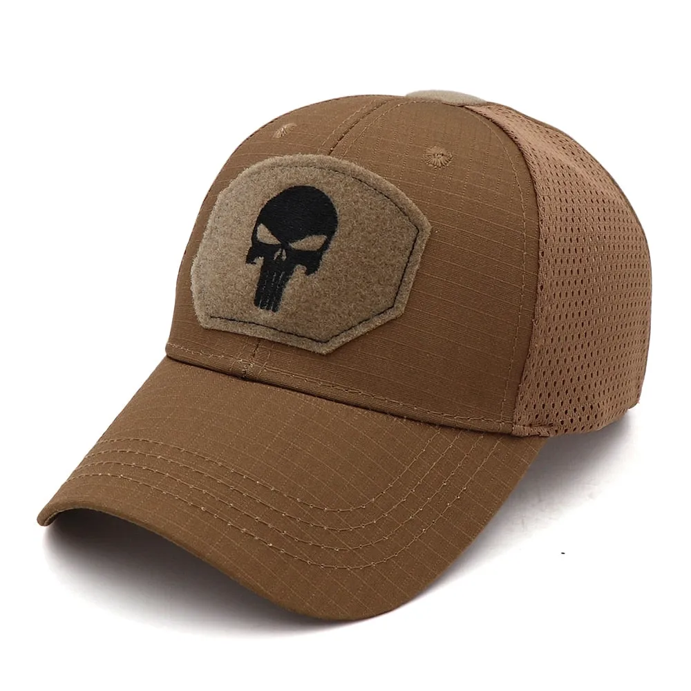Mesh Punisher Baseball Cap Fishing Caps Men Outdoor Camouflage Jungle Hat Airsoft Tactical Hiking Casquette Hats