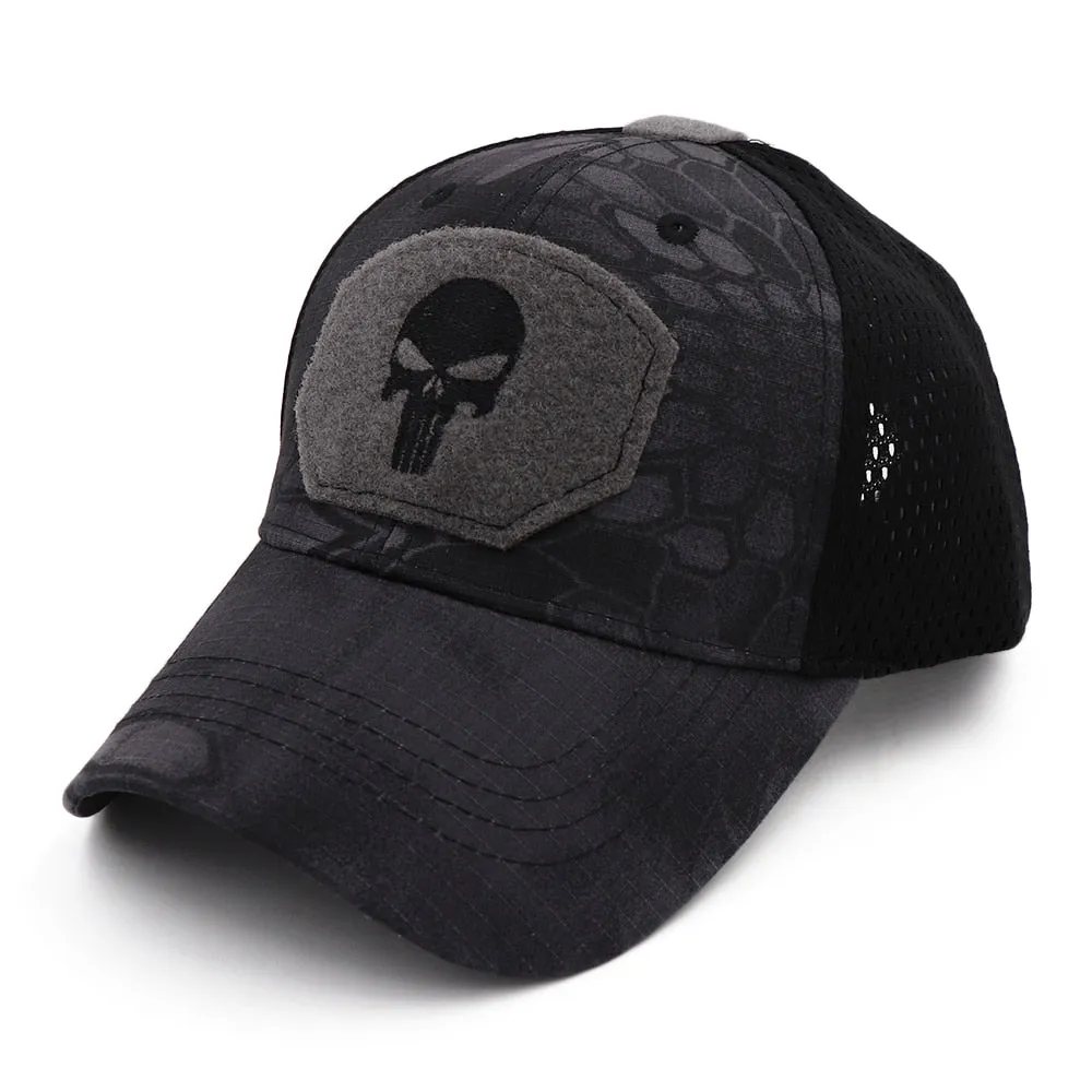 Mesh Punisher Baseball Cap Fishing Caps Men Outdoor Camouflage Jungle Hat Airsoft Tactical Hiking Casquette Hats