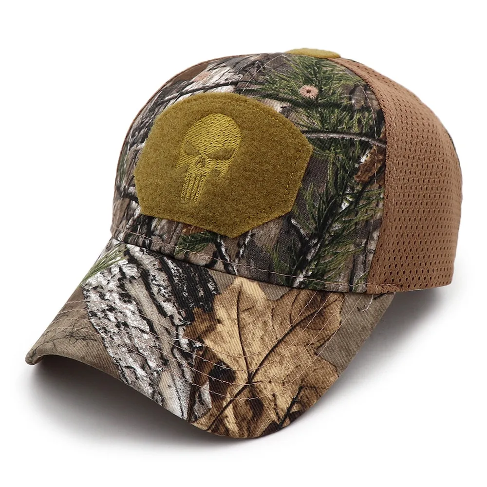 Mesh Punisher Baseball Cap Fishing Caps Men Outdoor Camouflage Jungle Hat Airsoft Tactical Hiking Casquette Hats