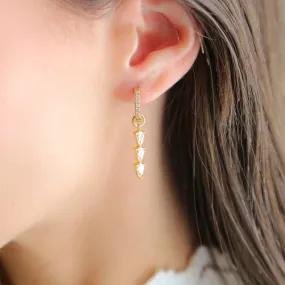 MILAN | 18K Gold Earrings | Triple Tier Drop Laced With CZ
