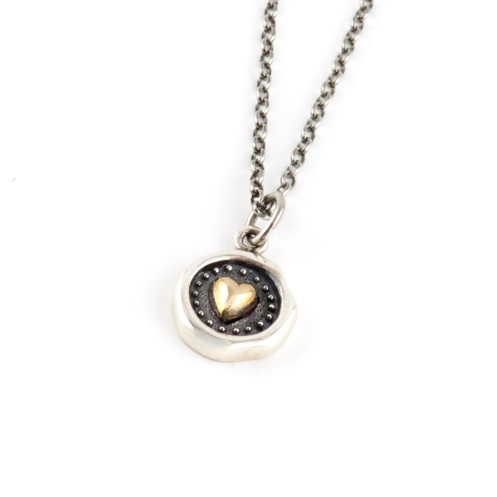 Mixed Metal Heart Wax Seal Necklace